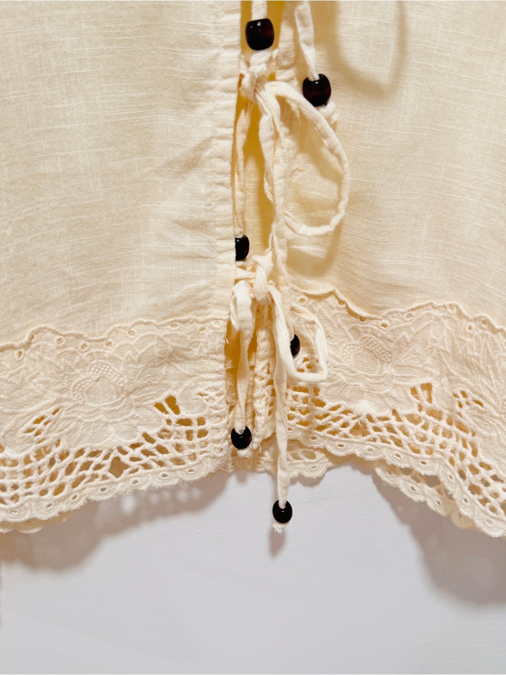 Jennifer & Grace Cream Embroidered Floral Lace-Trim Blouse - Picture 3 of 11